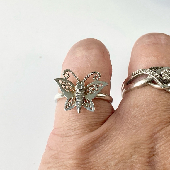 Vintage Sterling Silver Butterfly Ring Stamped C^A. - Picture 2 of 5